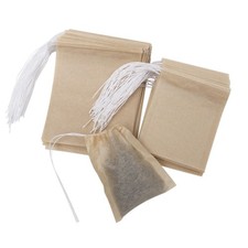 200 Pcs Drawstring Tea Bag Filter Paper Sachets Original Color for Loose Tea 0.05 per strip