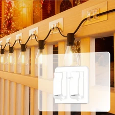 Outdoor String Light Hooks 50 Pack, No-Drill Adhesive Hooks - Waterproof & Uv-Re