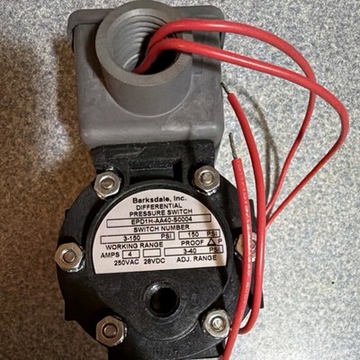 Barksdale EPD1H-AA40-S0004 Differential Pressure Switch 28VDC 4A Adjustable