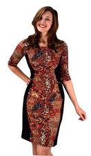 3/4 Sleeves Chic Printed Work Business Party Sheath Slimming Dress Paisley Small