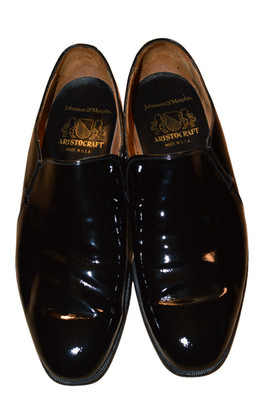 US Size 11 D JOHNSTON & MURPHY ARISTOCRAFT Mens Black slip on Loafer Dress Shoes