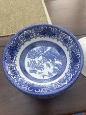 Vintage Old Willow English Ironstone Set Of 7 Desert Bowls