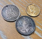 1886P MORGAN SILVER DOLLAR+ 1964 Toned Kennedy And 1872 Peru Sol Silver Lot
