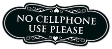 Designer No Cell Phone Use Please Sign - Easy 3.5 x 9" - Large 1 Pack Black
