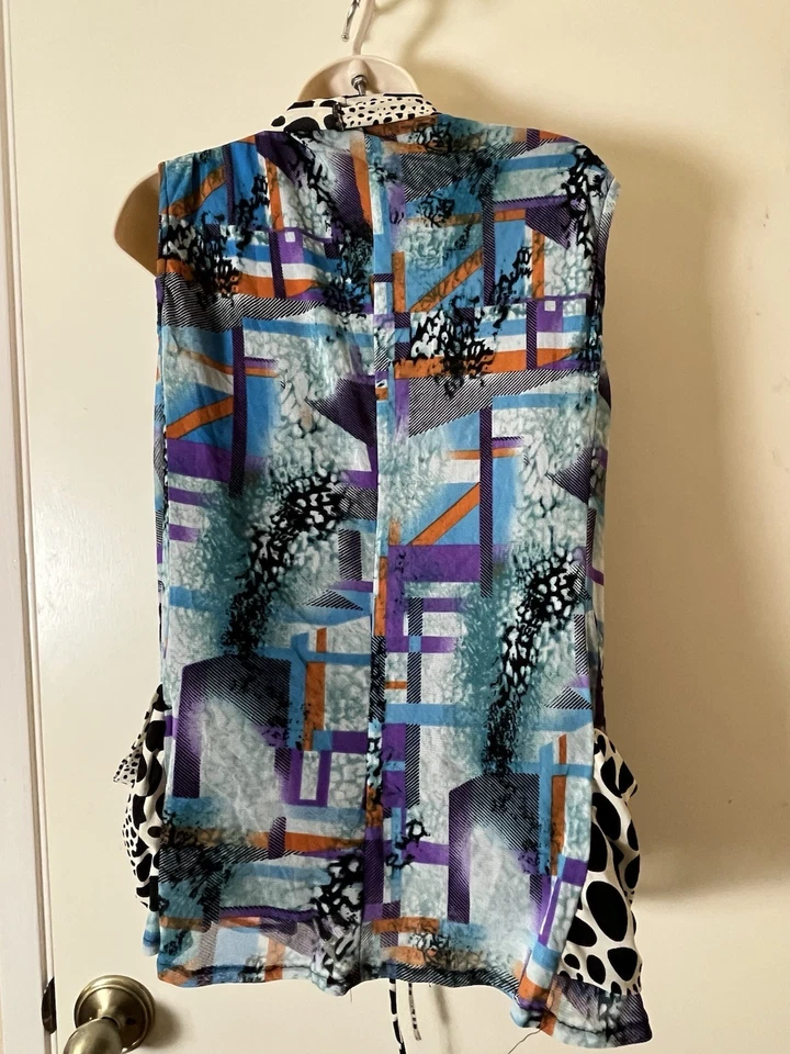 90's ZASHI 2 PC Tie Vest and Panel Skirt Handkerchief Hem SZ M 2 pockets Lined - Image 3 of 4