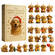 2D Fun Golden Retriever Advent Calendar 2025,24 Days Dog Ornaments for Christmas