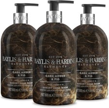 Baylis & Harding Dark Amber & Fig Elements Hand Wash 500 ml Pack of 3 5.41 per litre