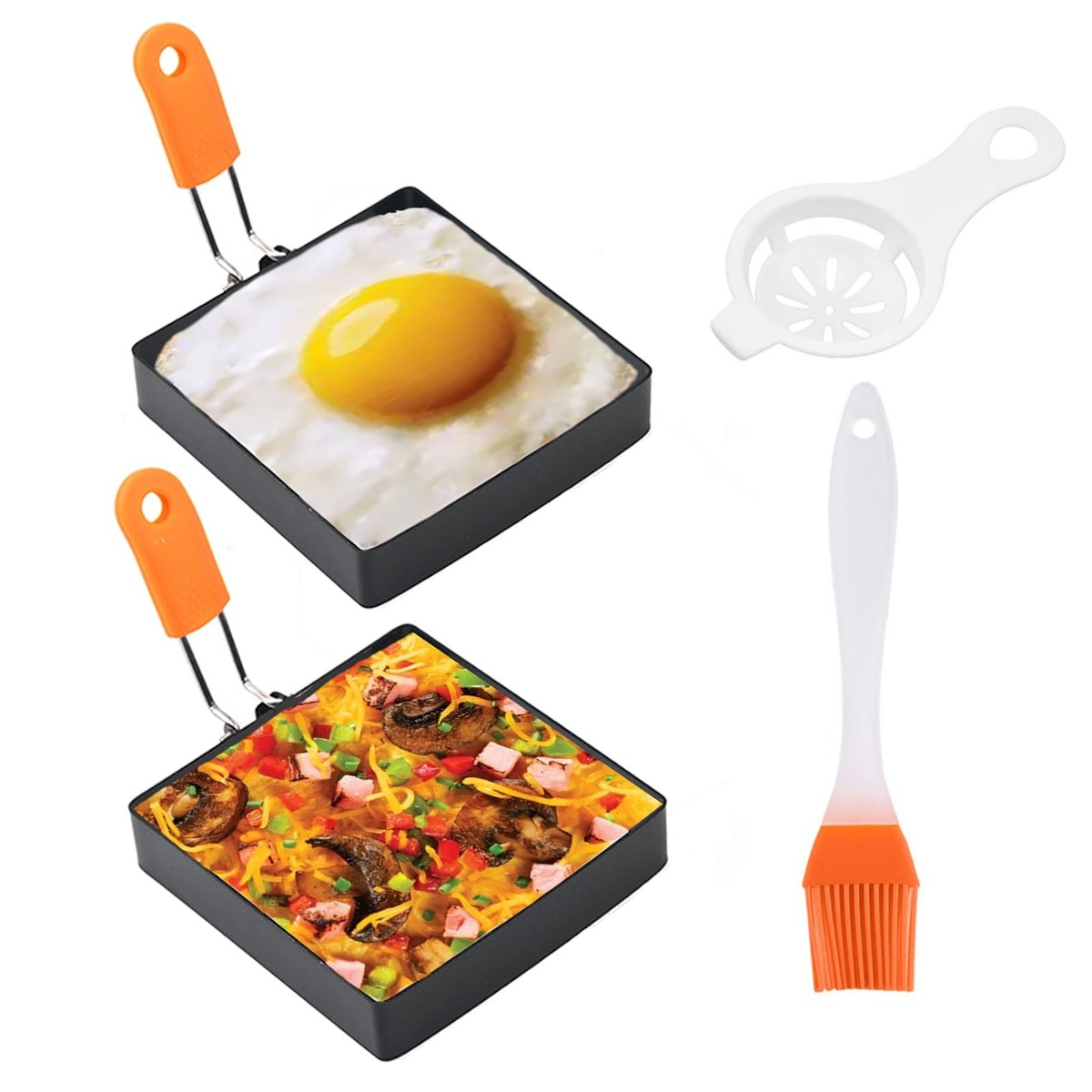 2-Pack Square Egg Rings, 4-Inch, Non-Stick, Stainless Steel for
