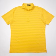 G/Fore Golf Polo Shirt Men's XL Slim Short Sleeve Wicking Stretch Yellow Striped