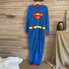 DC Comics Superman Fleece One Piece Pajamas Costume Cosplay Adult Small