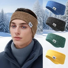 Women Warm Fleece Lined Headband Winter Ear Cover Warmer Hair Band Head Wrap Men
