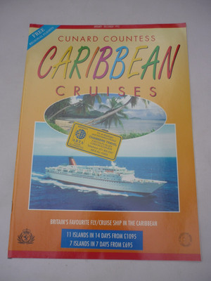 Cunard Countess Caribbean Cruises Reiseprospekt 1992