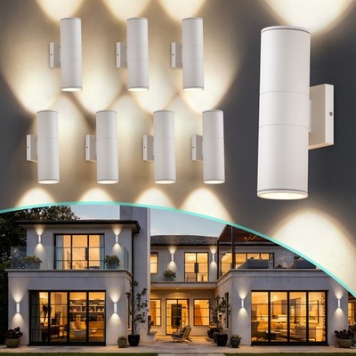 8 Packs White LED Up Down Outdoor Wall Light - Waterproof Aluminum Energy-Saving