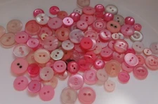 LOT OF 110 multicolor PINKS 5/16-9/16 inch 2-hole BUTTONS, NEW