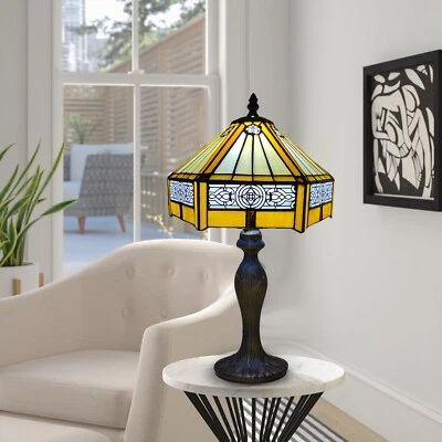 AUROH Tiffany Stil Tischlampe Buntglas Handarbeit Nachttischleuchte Schreibtischlampen UK