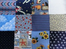 100 PCS BLUE QUILT FABRIC 5" SQUARES 100 COTTON CHARM PACK  FREE SHIPPING