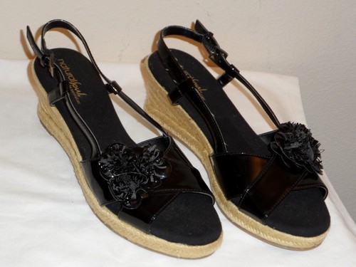 Naturalizer alma natural para Mujer Negro Charol Alpargatas Sandalia de  cuña-Talla 9M | eBay