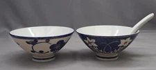 Lot Of 2 Vintage Traditional Handpainted Chinoiserie Soup Bowls