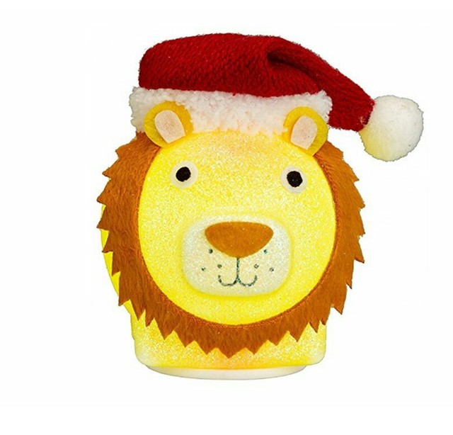 Philips Christmas USB Powered LED Glitter Lion w Santa Hat Light Up