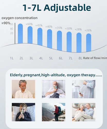 7L/min Portable Oxygen Air Flow 93% Purifier Machine Atomization Function 2 in 1 - Picture 5 of 14