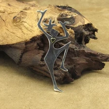 Vintage Sterling Silver and Brass Dancing Figure Pin