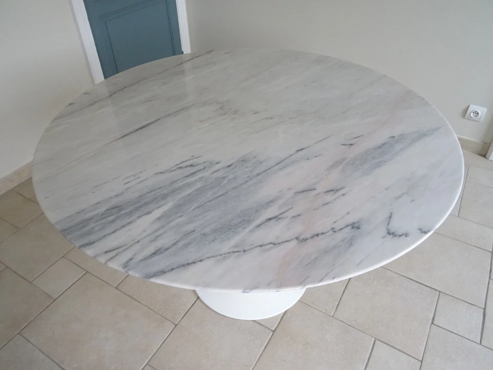 table marbre KNOLL INTERNATIONAL carrare tulip EERO SAARINEN design 1970 - Photo 2/4
