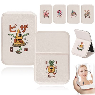 Bedruckter Damen Spiegel Tasche Kompakt Make-up Kosmetik Vergrößerung Faltbarer Spiegel