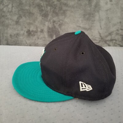 Seattle Mariners Hat Cap Men Fitted 7 Black w/ Green Brim