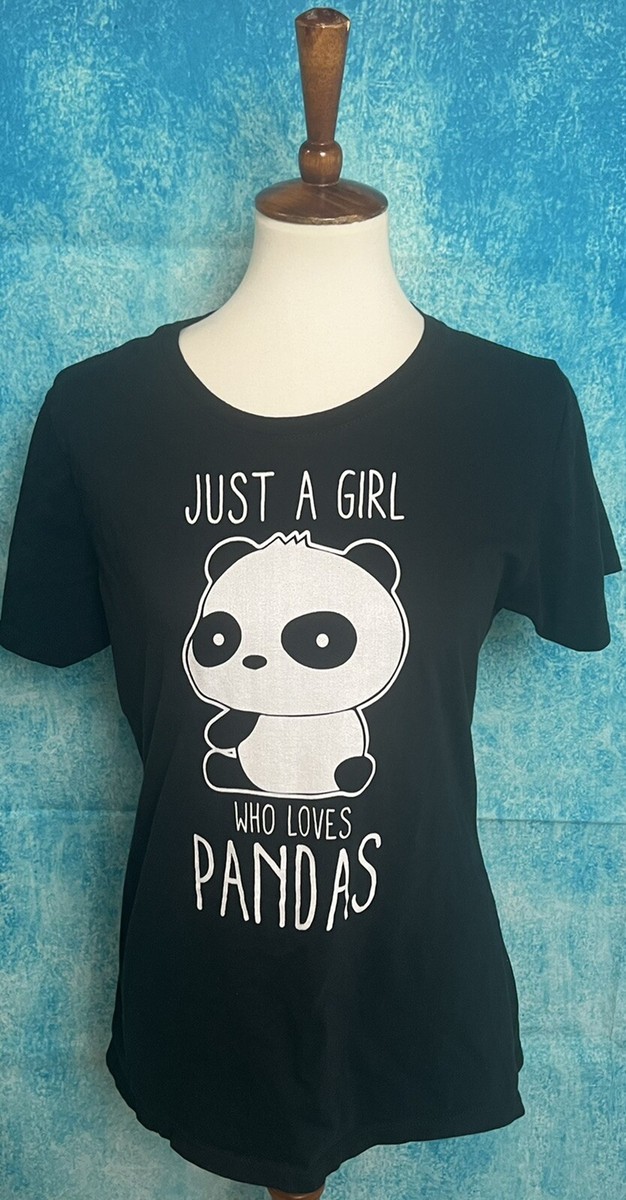 Just A Girl Who Loves Pandas Graphic Print Short Sleeve T-Shirt