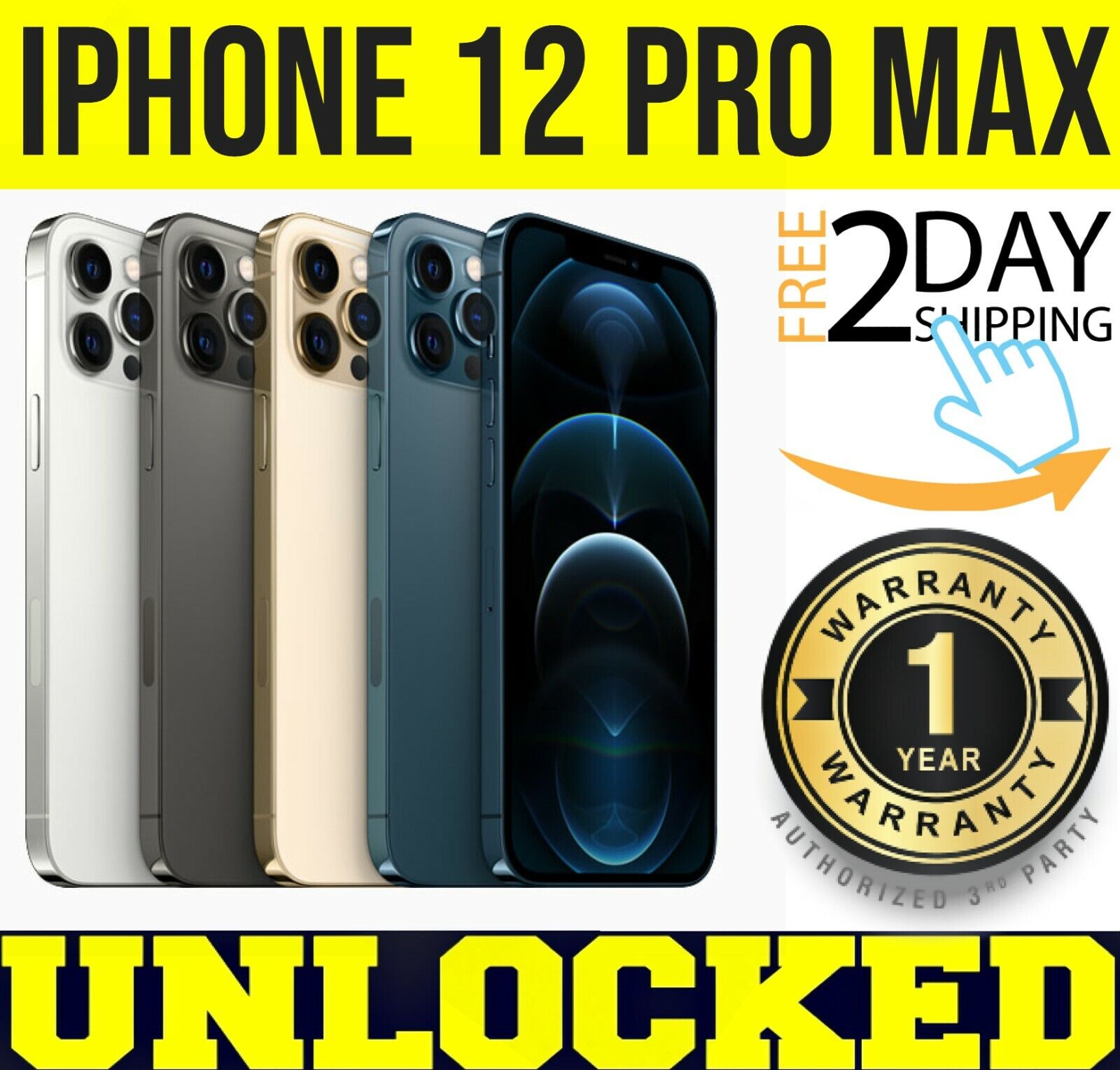 Apple iPhone 12 PRO MAX 128GB │256GB│512GB (UNLOCKED) 🔋100% BATTERY🔋  ✤SEALED✤