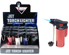 (12) Side Torch Lighter Adjustable Windproof Butane Refillable Metal Finished