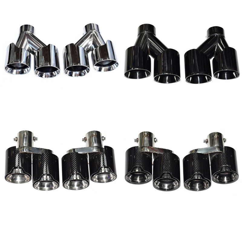 Tubos de escape de fibra de carbono de doble salida para coche BMW Serie 3 318 320 325 328 Foto 3 de 4