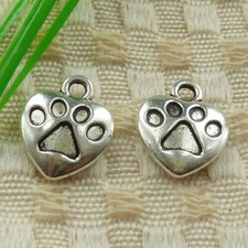 153 Pcs Tibetan Silver footprint heart Charms 15X13MM S4627 DIY Jewelry Making