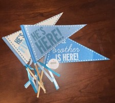 Baby Boy, Pennant, Set Of 3, Blue, Little Brother Is Here