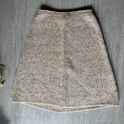 Vintage 70s 80s French Creek Sheep & Wool Co Knit Virgin Skirt Speckled Cream L - Picture 5 of 9