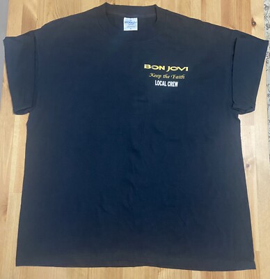Vintage & Deadstock 1993 Bovi Jovi-Keep The Faith Tour Local Crew Shirt.
