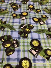 John Deere baby toddler sheets set tractors Plaid Stripes blue