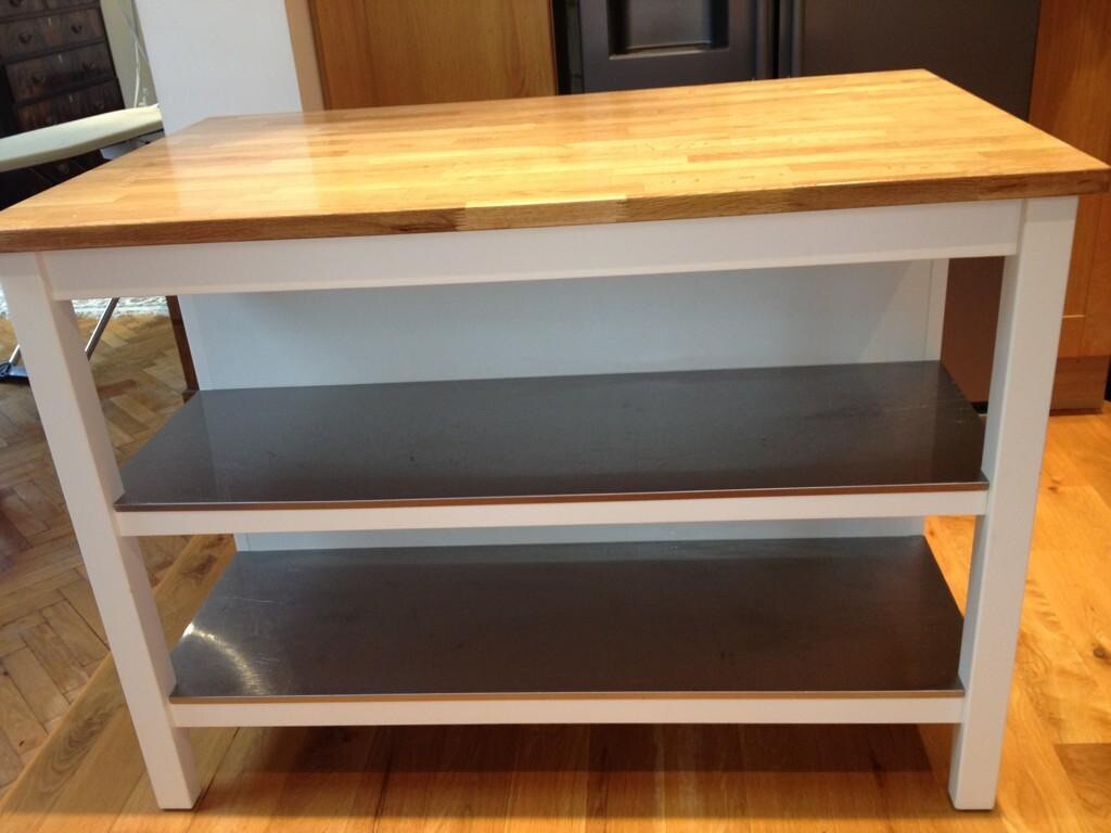 Ikea Stenstorp Kitchen Island With Stainless Steel Storage Shelving eBay