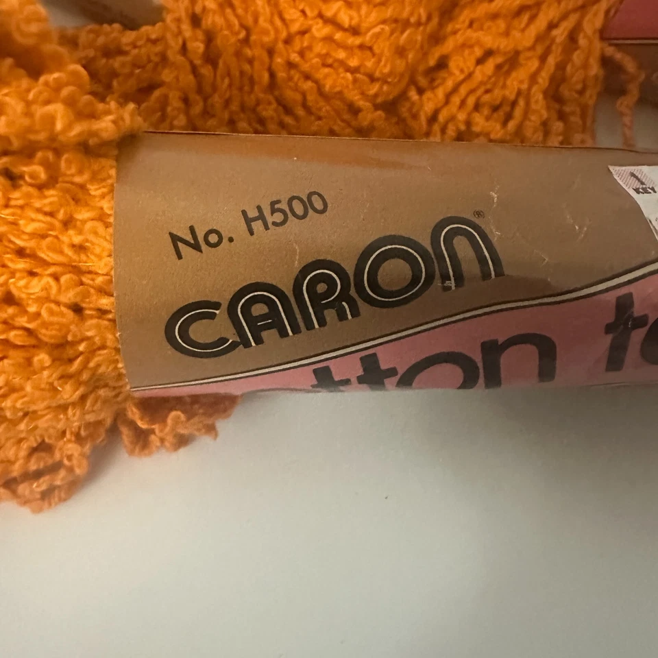 Lote de 5 madejas vintage de hilo de rizo de algodón Caron mismo tinte naranja Foto 3 de 4