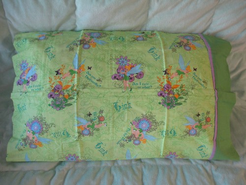 Funda de almohada Queen estándar hecha a mano de algodón verde Campanilla Disney - Imagen 1 de 2