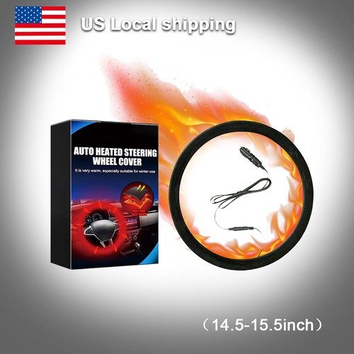 Car Steering Wheel Cover Heated Universal Motor Trend Tangle Free Design Warming - Foto 11 di 19