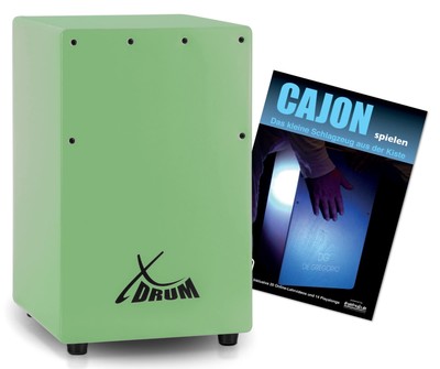 Grüne Kinder Cajon mit nur 36 cm Höhe im Set mit Cajon-Schule für Einsteiger