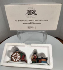 Dept 56 58181 Heritage Village Set 2 "C. Bradford Wheelwright & Son Accessories