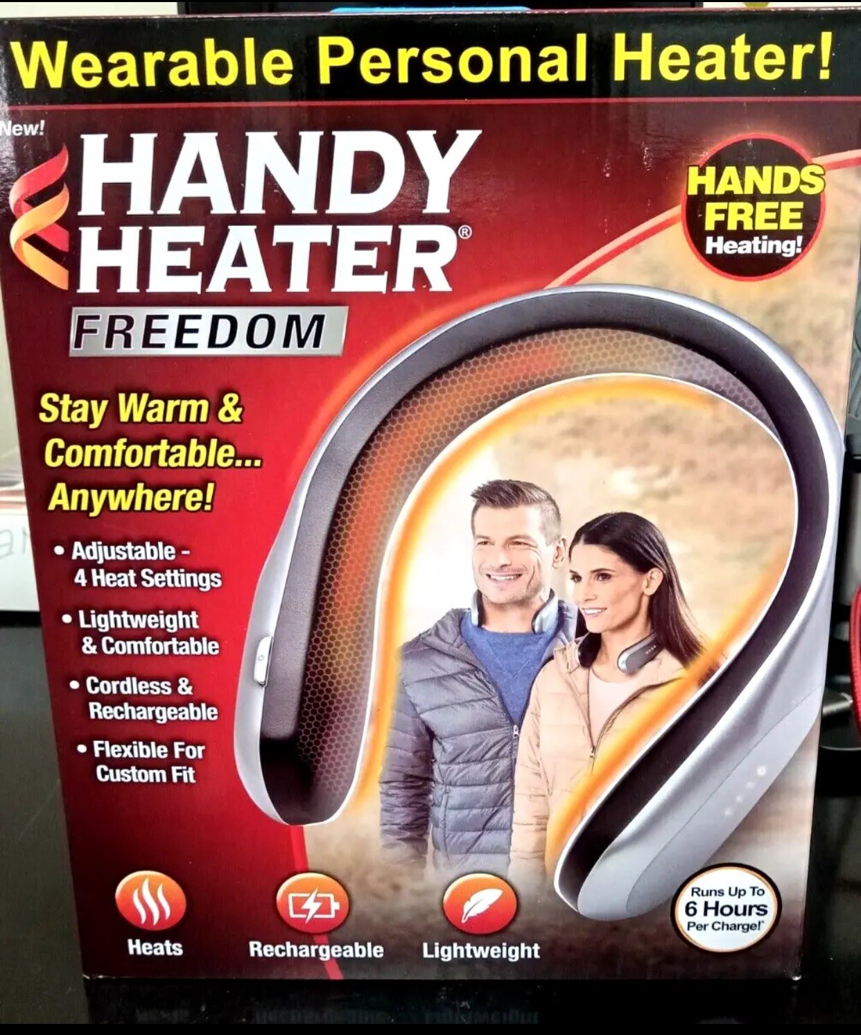 Ontel Handy Heater Freedom Neck Wearable Personal Heater USB Silver