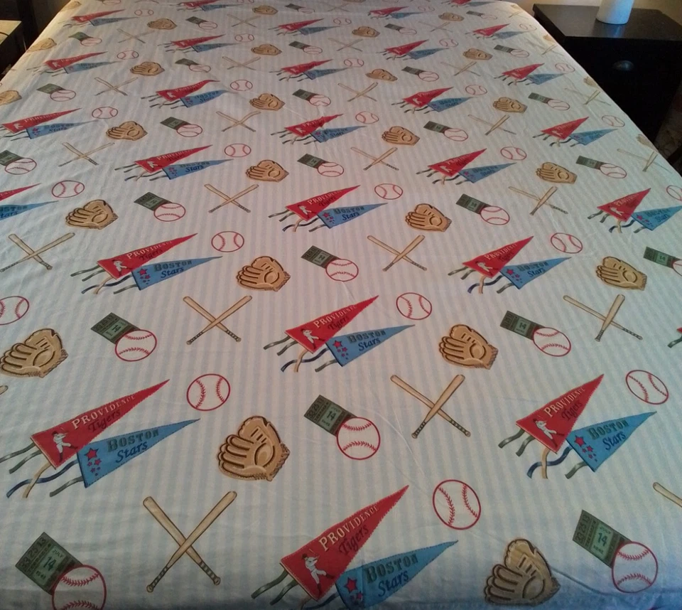 Sábana bajera plana doble de béisbol Company Kids New England tema deportivo 100 % algodón Foto 2 de 4