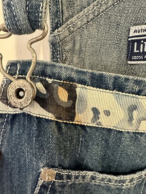 limited too vintage 90's denim bib overalls with camoflauge