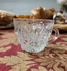 8 Vintage Arlington Anchor Hocking Pressed Glass Fan Star Pattern Punch Cups