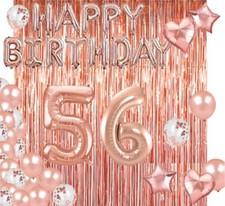 Rose Gold 56th Happy Birthday Photo Background Balloon Party Decoration Supplies