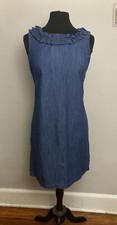Talbots Denim Dress sheath Ruffle 6