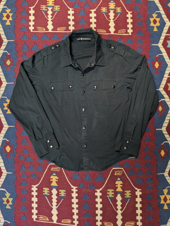 Y2K Lip Service Shirt, Medium, Goth / Emo, Longsleeve, Shoulder Straps - Image 2 of 4